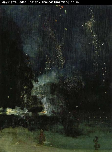 James Abbott Mcneill Whistler nocturne i svart och guld den fallande raketen